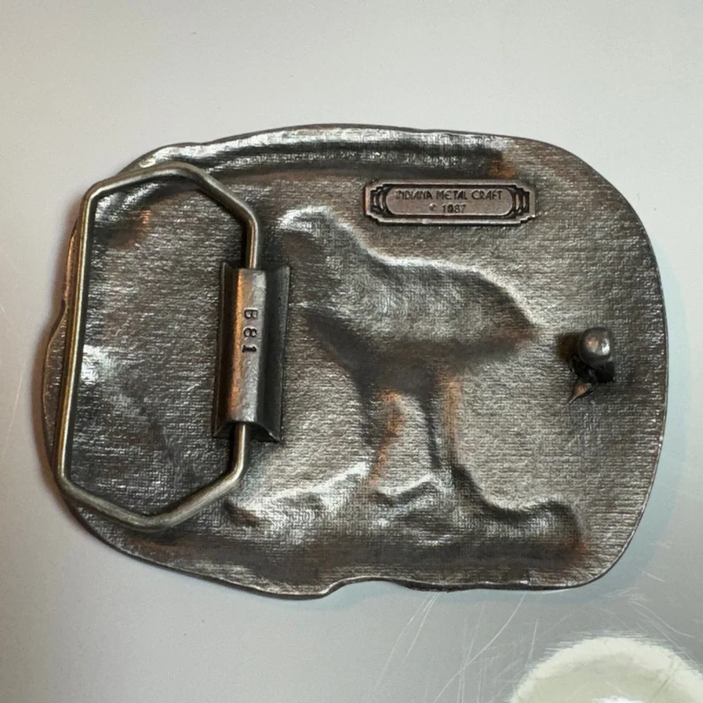 Vintage USA Made Eagle Nest Born Free Belt Buckle Pewter‎ Metal 1987